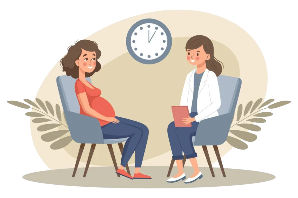 New mother receiving postpartum counselling support
